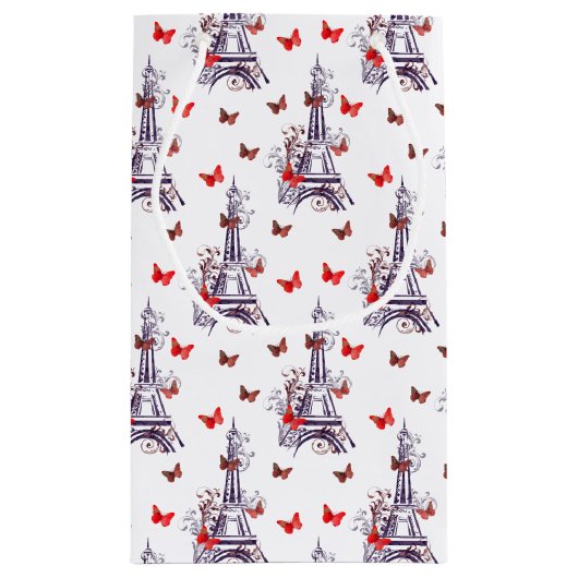 Parisian Romantic Paars Eiffeltoren Butterflies Klein Cadeauzakje (Achterkant)