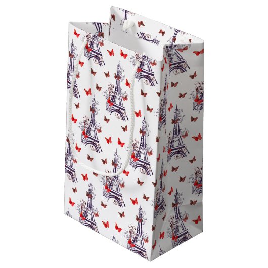 Parisian Romantic Paars Eiffeltoren Butterflies Klein Cadeauzakje (Achterkant Gekanteld)