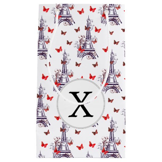 Parisian Romantic Paars Eiffeltoren Butterflies Klein Cadeauzakje (Voorkant)