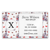 Parisian Romantic Paars Eiffeltoren Butterflies Visitekaartje Magneet (Voorkant)