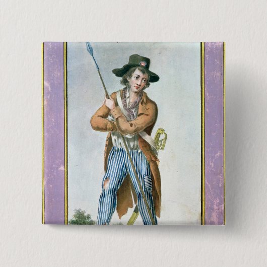 Parisian Sans-culotte Vierkante Button 5,1 Cm (Voorkant)