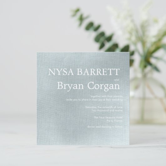 Parisian - sky blue striped bruiloft kaart (Staand voorkant)