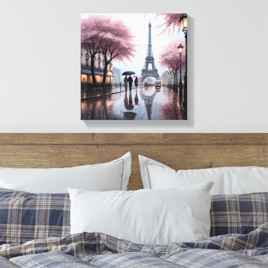 Parisian Spring Rain Canvas Afdruk (Insitu (Slaapkamer))