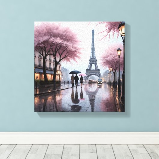 Parisian Spring Rain Canvas Afdruk (Insitu (Houten vloer))