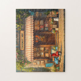 Parisian Stationery Shop Cozy Street Scene w/ Cat Legpuzzel