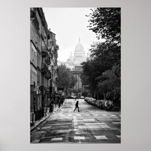 Parisian Street en Sacre Coeur - Poster (Voorkant)