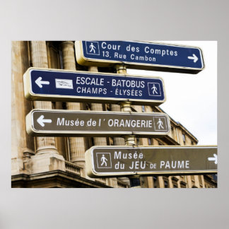 Parisian Street Signs Poster