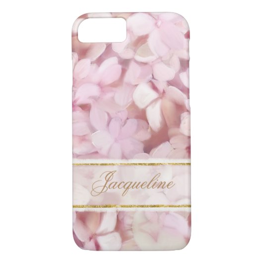 parisian Style Blush Pink Hydrangea Glitter Case-Mate iPhone Case (Achterkant)
