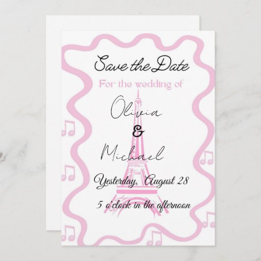 Parisian style with the tower wedding kaart (Voorkant / Achterkant)