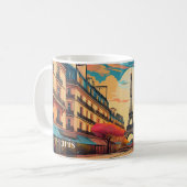 Parisian Sunrise Mok – Eiffeltoren Straatscène (Voorkant links)