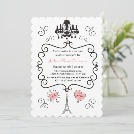Parisian Thaise - Uitnodiging Bachelorette-partij (Staand voorkant)
