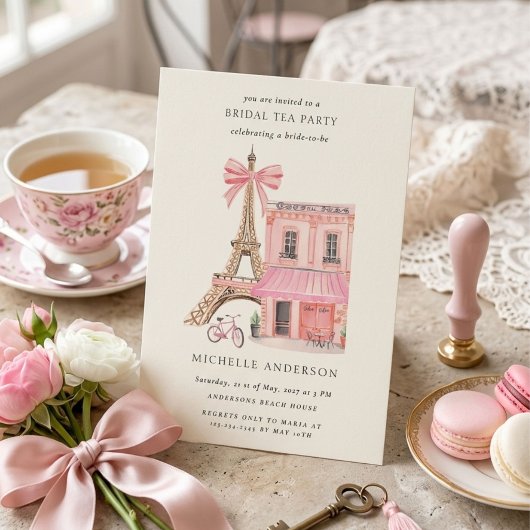 Parisian Thee Party QR Code Bruiloftsfeest Kaart