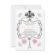 Parisian Thema - 3x5 Bridal Shower Uitnodiging
