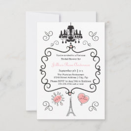 Parisian Thema - 3x5 Bridal Shower Uitnodiging