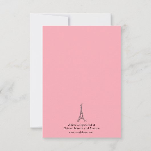 Parisian Thema - 3x5 Bridal Shower Uitnodiging (Achterkant)