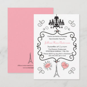 Parisian Thema - 3x5Bachelorette Party Invitation Kaart