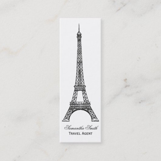 Parisian Theme Eiffel Tower Travel Agent Skinny Mini Visitekaartje (Voorkant)