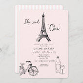 Parisian theme 'She sai Oui' Bridal shower Kaart (Voorkant / Achterkant)