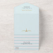 Parisian Thleped Striped Wedding All In One Uitnodiging (Buitenkant)