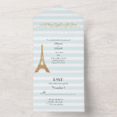 Parisian Thleped Striped Wedding All In One Uitnodiging (Binnen)