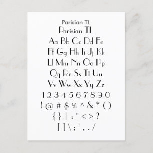 Parisian TL - Voorbeeldvel Zazzle Font Briefkaart