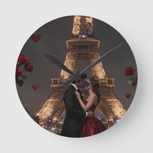 Parisian Valentines Day Ronde Klok (Voorkant)