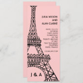 Parisian Wedding Invitation Eiffel Tower Pink Kaart (Voorkant / Achterkant)