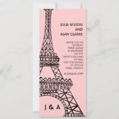 Parisian Wedding Invitation Eiffel Tower Pink Kaart (Voorkant)
