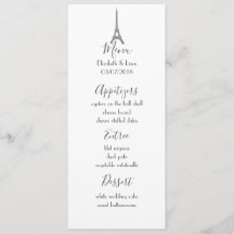 Parisian Wedding Menu