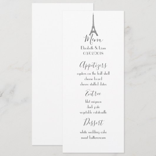 Parisian Wedding Menu (Voorkant / Achterkant)
