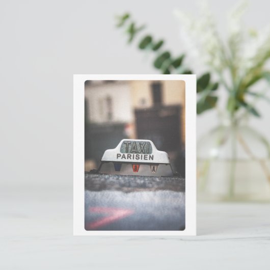Parisien Taxi in de regen Briefkaart (Staand voorkant)