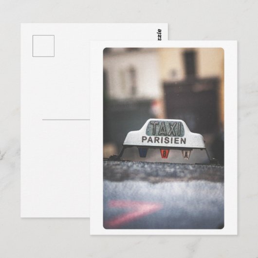 Parisien Taxi in de regen Briefkaart (Voorkant / Achterkant)