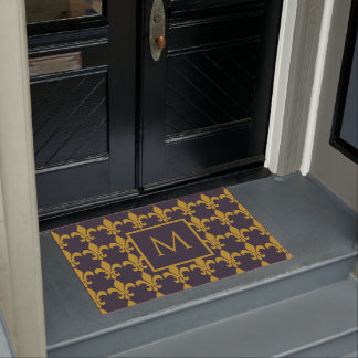 Parisienne Navy Gold Fluer De Lis Monogrammed Deurmat