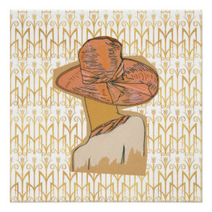 Parisienne Pink en Gold Art Deco Flapper Poster