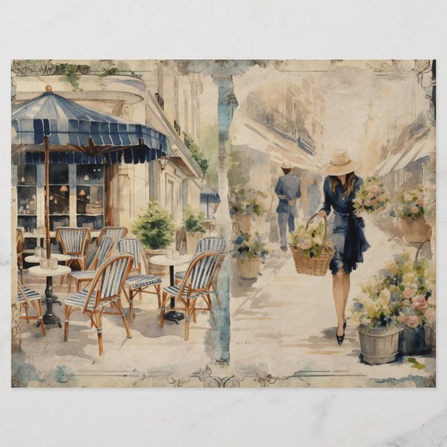 Parisienne Street Market Cafe Junk Journal Page (Achterkant)