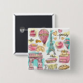 Paris's Stuff Vierkante Button 5,1 Cm (Voorkant /achterkant)