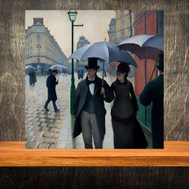 Parisstraat bij regenachtig weer - Gustave Cailleb Tegeltje
