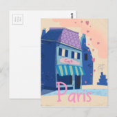 Parisstraat vintage cartoon briefkaart (Voorkant / Achterkant)