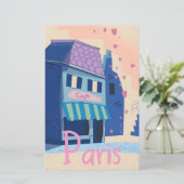 Parisstraat vintage cartoon briefpapier (Staand voorkant)