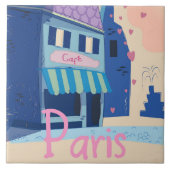 Parisstraat vintage cartoon tegeltje (Voorkant)