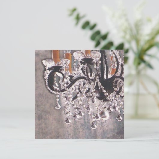 Park Avenue Kroonluchter ~ Uitnodiging/RSVP 5.25x5 Kaart (Staand voorkant)