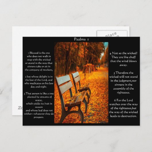 Park-banken met Psalms hoofdstuk 1 Briefkaart (Voorkant / Achterkant)