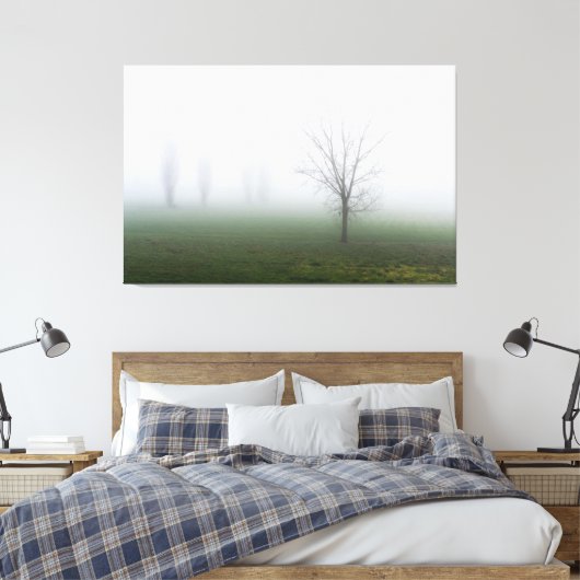 Park bedekt met dikke mist canvas afdruk (Insitu (Slaapkamer))