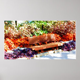 Park Bench in Botanical Garden Poster