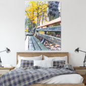 Park Bench in de herfst landschap Canvas Afdruk (Insitu (Slaapkamer))
