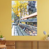 Park Bench in de herfst landschap Canvas Afdruk (Insitu (Woonkamer))
