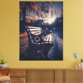 Park Bench in de herfst zonlicht Canvas Afdruk (Insitu (Woonkamer))