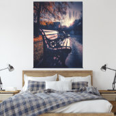 Park Bench in de herfst zonlicht Canvas Afdruk (Insitu (Slaapkamer))