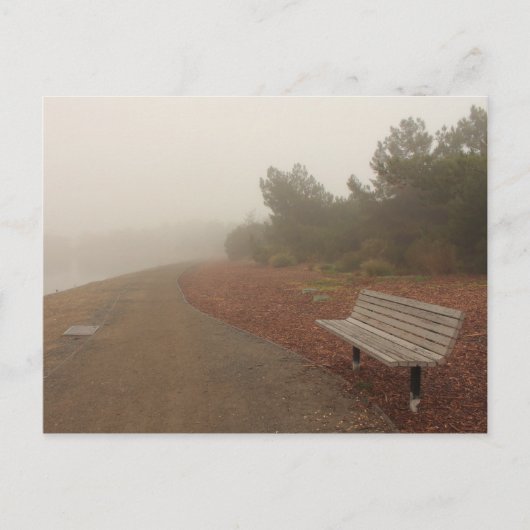 Park Bench in het Briefkaart Fog (Voorkant)
