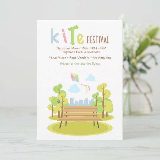 Park Bench Invitation Kaart (Staand voorkant)